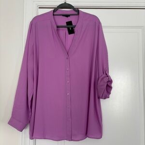 NWT Alfani Tunic Length Button Down Blouse